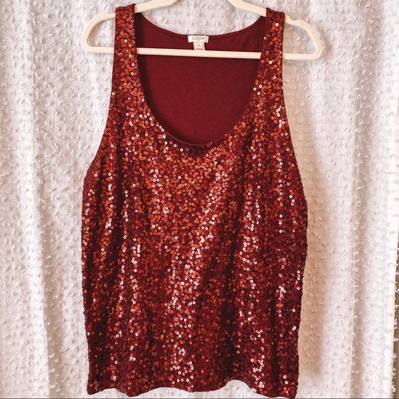 J. Crew Tops - J. Crew Red Sequin Tank Top